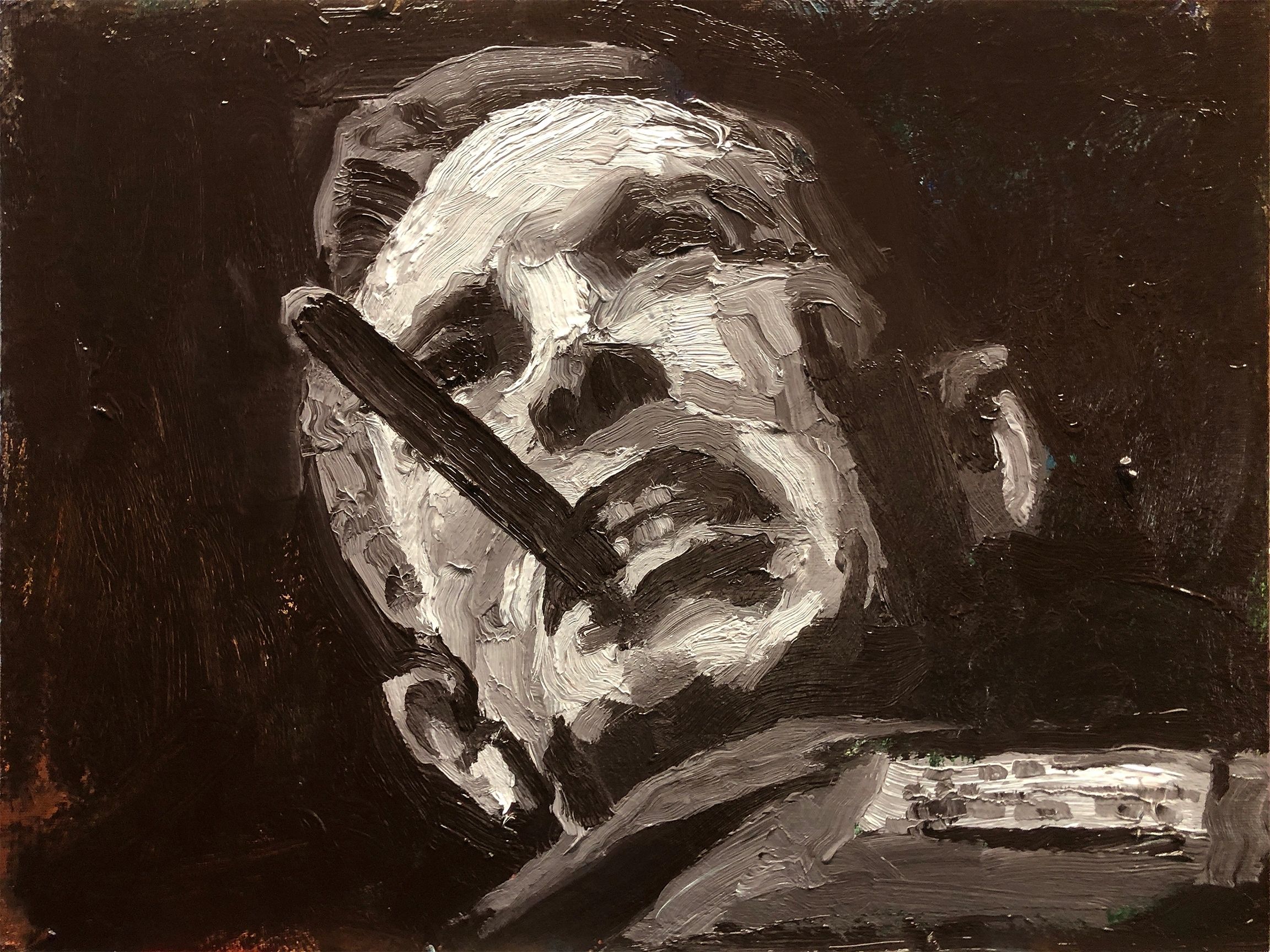 Gen. Jack D. Ripper, oil on canvas-panel, 12 by 16 inches