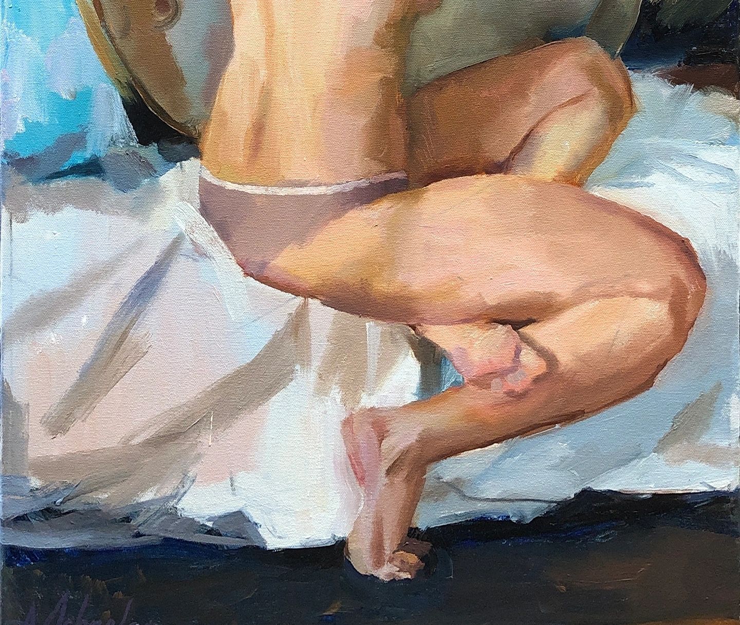Nude with Mirror, oil on canvas, 30 by 20 inches