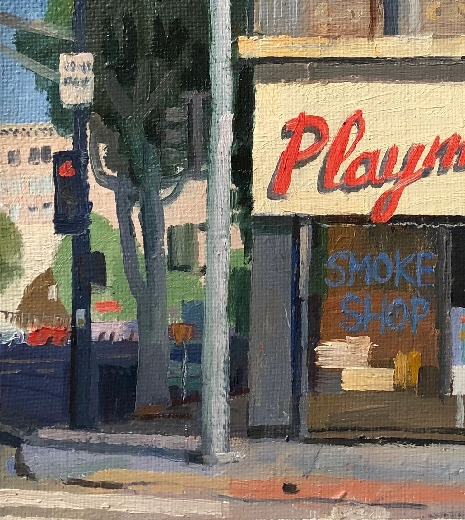 Playmates Shoes, Hollywood CA, oil on canvas, 12 by 12 inches