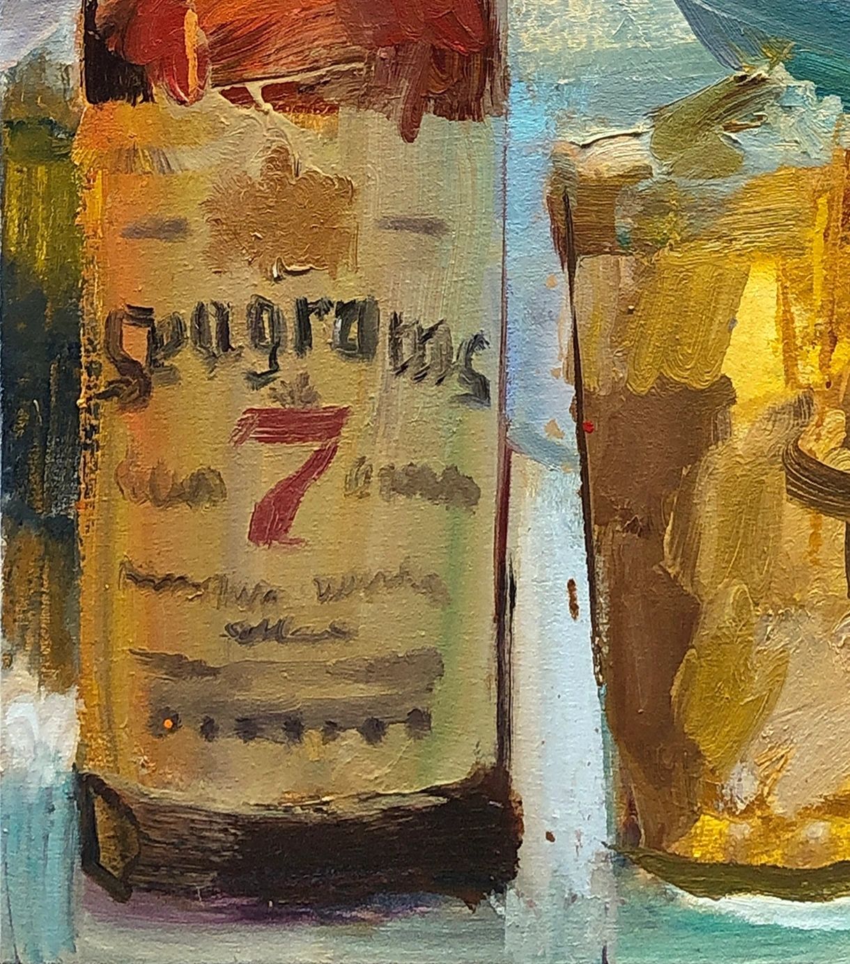 Seagrams 7, oil on canvas, 24 by 24 inches