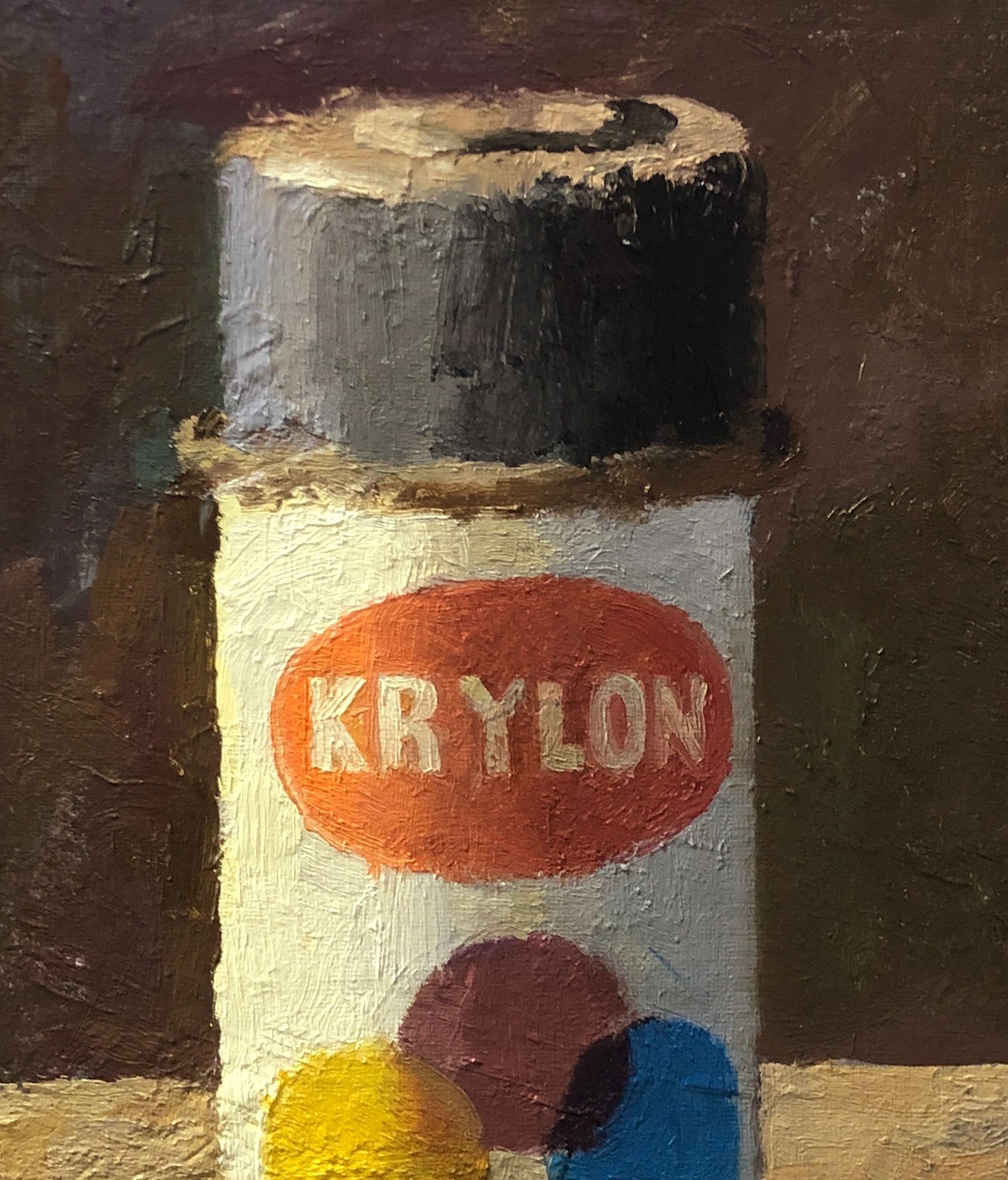 Still Life: Krylon, oil on canvas panel, 16 by 12 inches