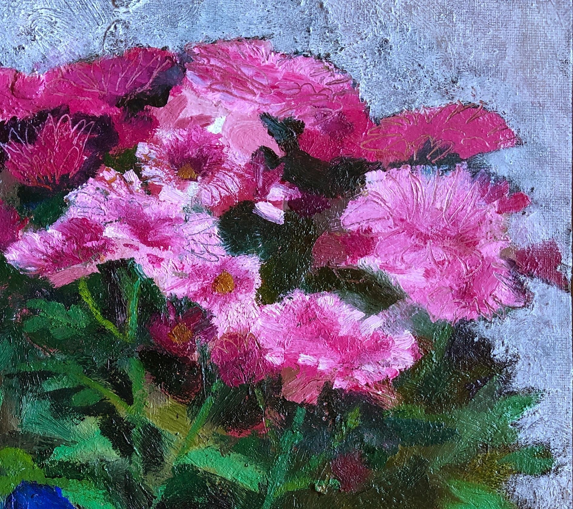 Supermarket Bouquet, oil on canvas-panel, 16 by 12 inches