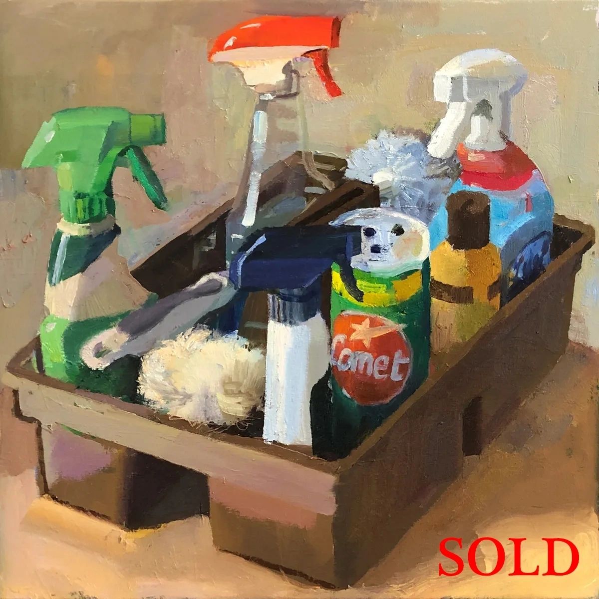 The Cleaning Kit, oil on canvas, 20 by 20 inches