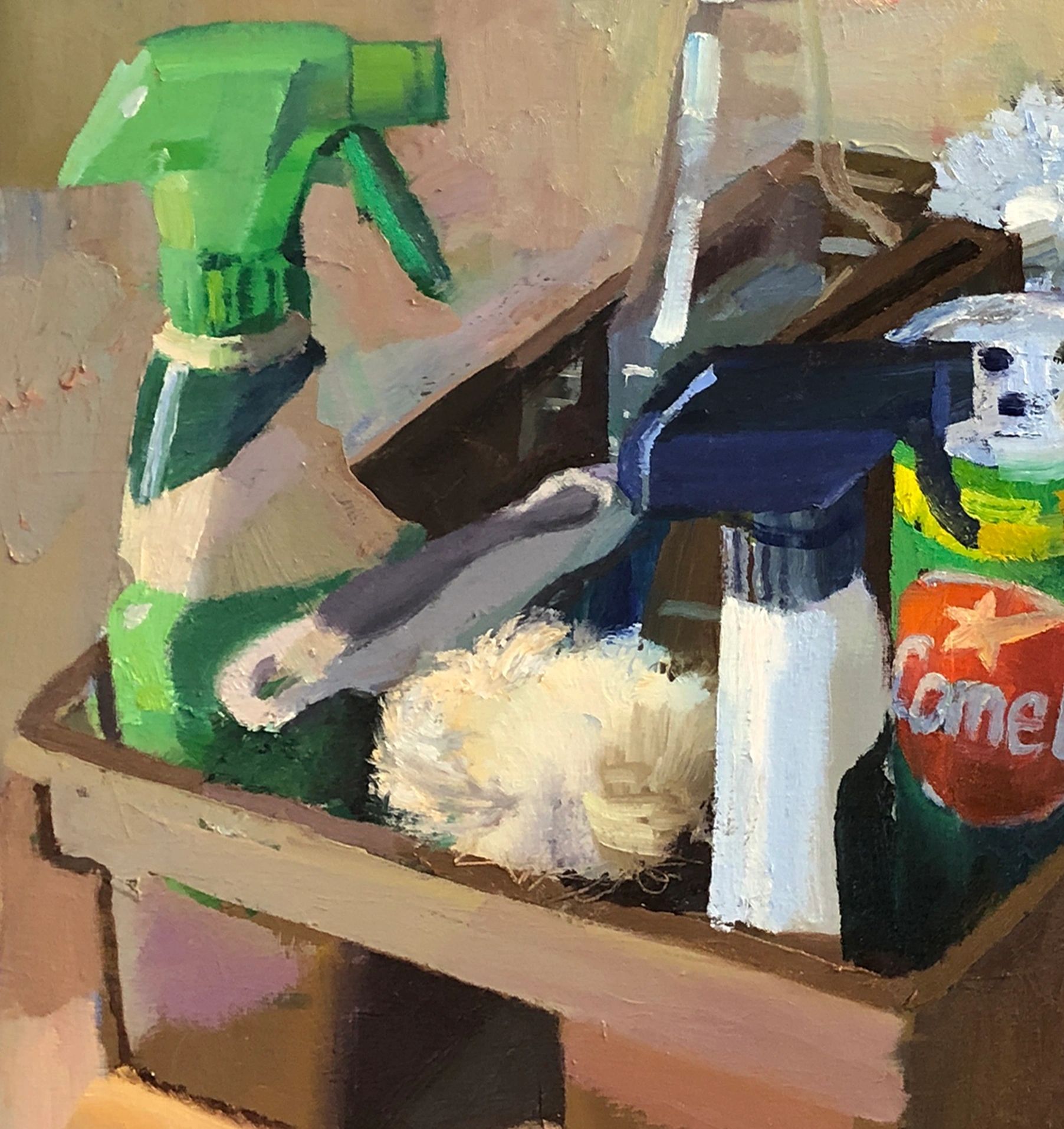 The Cleaning Kit, oil on canvas, 20 by 20 inches