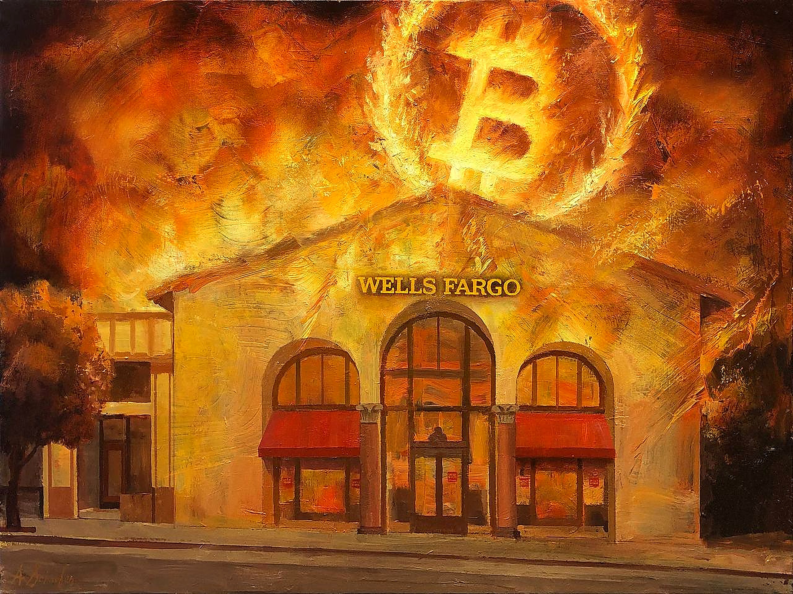 Wells Fargo in Flames — Oakland CA